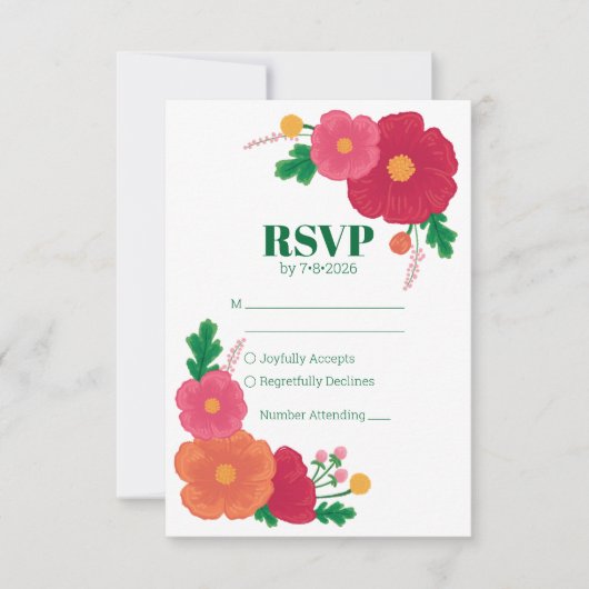 Bold Blooms Wedding RSVP Card (Vorderseite)