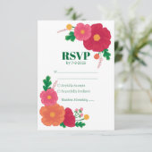 Bold Blooms Wedding RSVP Card Karte (Stehend Vorderseite)