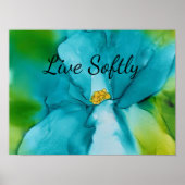 Bold Blue Abstrakt Blume Typografy Poster (Vorne)