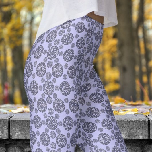 Bold Blue and Black Circular Tribal Patten Leggings