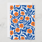 Bold Blue and Orange Floral Modern Botanical Save The Date (Rückseite)