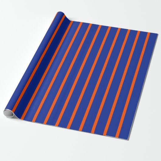 Bold Blue and Orange Spaced Stripes Vertical Geschenkpapier (Ungerollt)