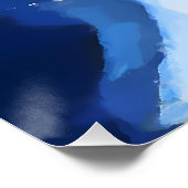 Bold Blue and Yellow Abstract Flow Poster (Ecke)