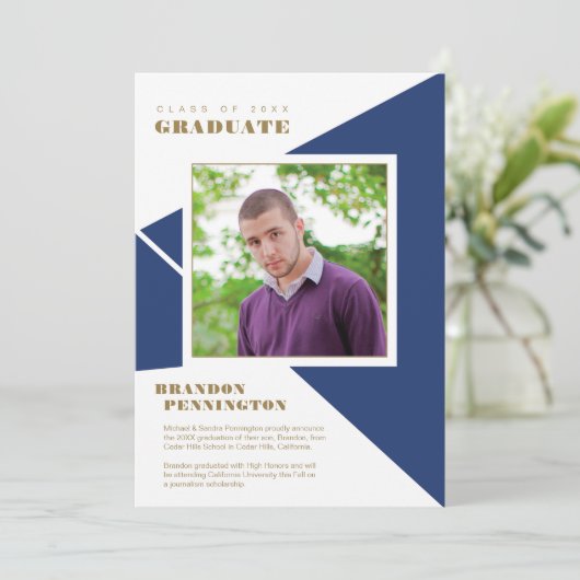 Bold Blue Angles Abschluss Ankündigung (Stehend Vorderseite)