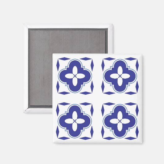 Bold Blue Azulejo Magnet (Vorderseite/Rückseite)