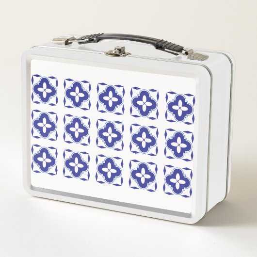 Bold Blue Azulejo Metal Lunch Box (Vorderseite)