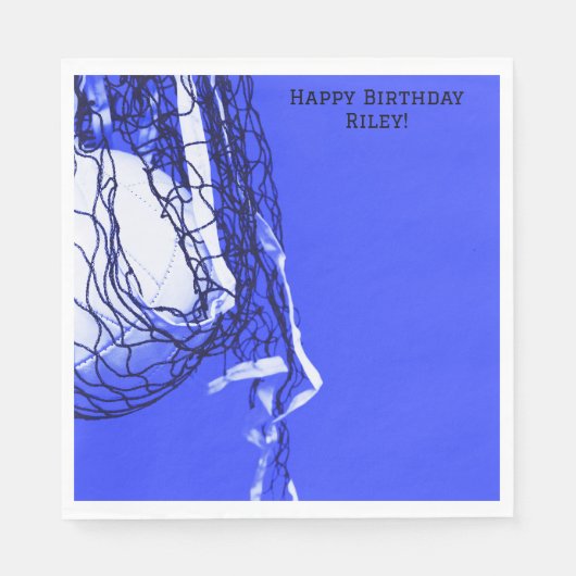 Bold Blue Birthday Net & Volleyball Serviette (Vorderseite)