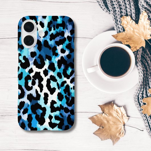 Bold Blue Black Leopard Cheetah Animal Print Case-Mate iPhone Hülle