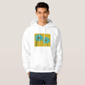 Bold Blue Daisy Art auf Mustard Yellow Background Hoodie (Vorne ganz)