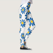 Bold Blue Daisy Floral Print Leggings (Rechts)