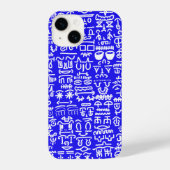 Bold Blue Doodle Pattern iPhone Case Hülle (Rückseite)