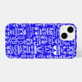 Bold Blue Doodle Pattern iPhone Case iPhone Hülle (Rückseite (Horizontal))