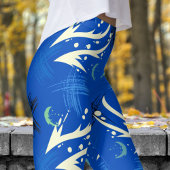 Bold Blue Dragon Slash Pattern Leggings