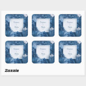 Bold Blue Floral Botanical Wedding Quadratischer Aufkleber (Blatt)