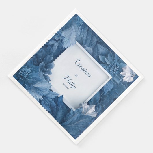 Bold Blue Floral Botanical Wedkins Serviette (Ecke)