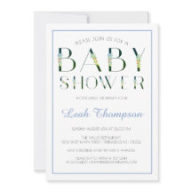 Bold Blue Floral Letters Baby Boy Dusche