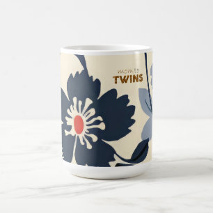 Bold Blue Floral Mama to Twins Kaffeetasse