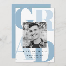 Bold Blue Grad Foto Graduation Party Einladung