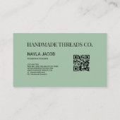 Bold Blue Gray Karo Muster QR Code für Handmade Visitenkarte (Rückseite)