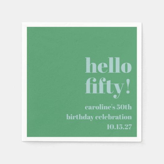 Bold Blue Green Niedlich Modern Custom 50. Geburts Serviette (Vorderseite)