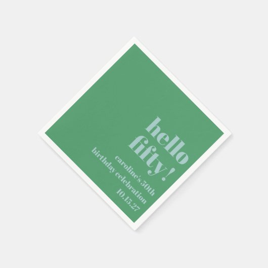 Bold Blue Green Niedlich Modern Custom 50. Geburts Serviette (Ecke)