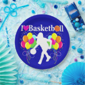 BOLD BLUE I LIEBE BASKETBALL PAPIER TELLER (Party)