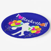 BOLD BLUE I LIEBE BASKETBALL PAPIER TELLER (Schrägansicht)