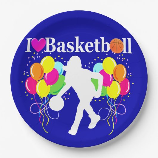 BOLD BLUE I LIEBE BASKETBALL PAPIER TELLER (Vorderseite)