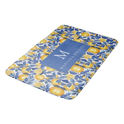 Bold Blue Italy Positano Lemon Badematte (Schrägansicht)