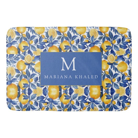 Bold Blue Italy Positano Lemon Badematte (Vorderseite)