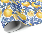 Bold Blue Italy Positano Lemon Geschenkpapier (Rolleneckpunkt)