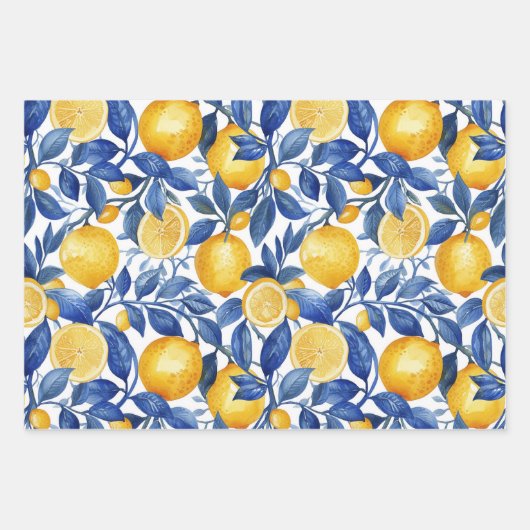 Bold Blue Italy Positano Lemon Geschenkpapier Set (Vorderseite)