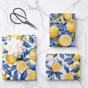 Bold Blue Italy Positano Lemon Geschenkpapier Set