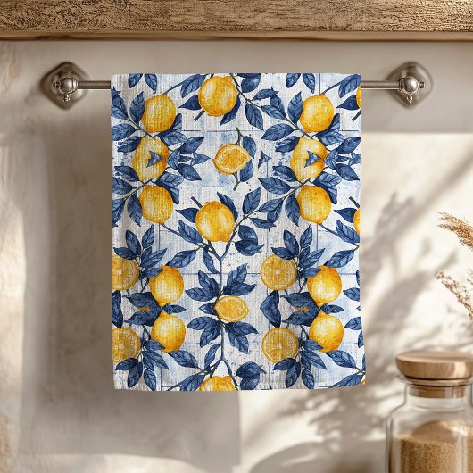 Bold Blue Italy Positano Lemon Handtuch
