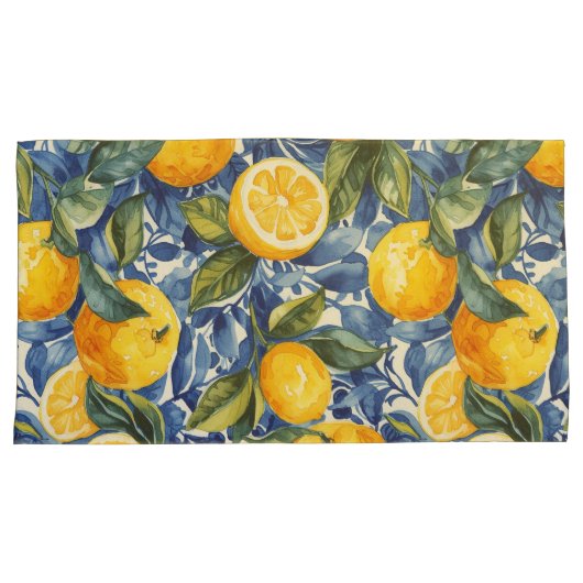 Bold Blue Italy Positano Lemon Kissenbezug (Vorderseite-Rechts)