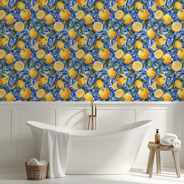 Bold Blue Italy Positano Lemon Tapete (Von Creator hochgeladen)