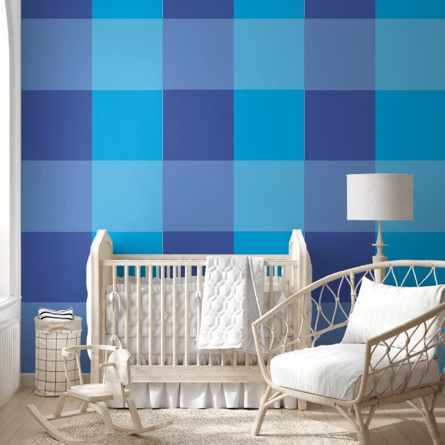 Bold Blue Minimalistisch Pattern Tapete (Kinder)