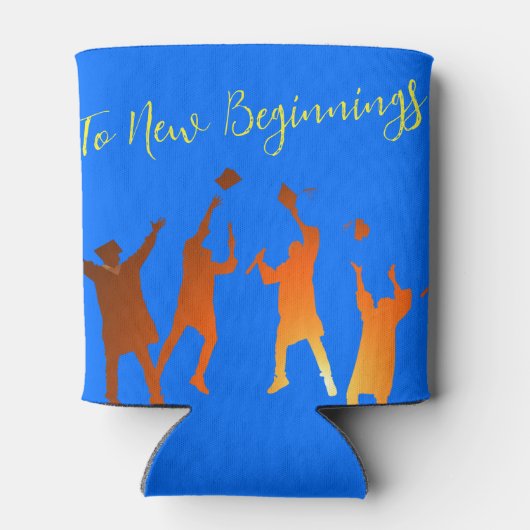 Bold Blue Modern Tech Abschluss Dosenkühler (Rückseite)