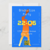 Bold Blue Modern Tech Abschluss Einladung (Rückseite)