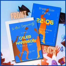 Bold Blue Modern Tech Abschluss Einladung