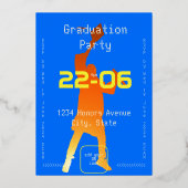 Bold Blue Modern Tech Abschluss Folieneinladung (Rückseite)