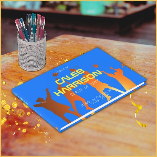 Bold Blue Modern Tech Abschluss Gästebuch