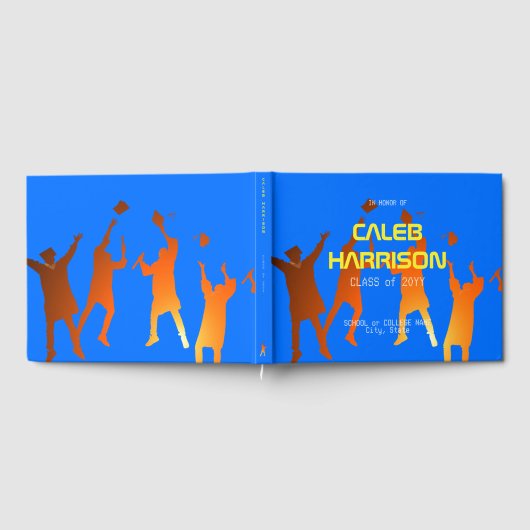 Bold Blue Modern Tech Abschluss Gästebuch (Voll)