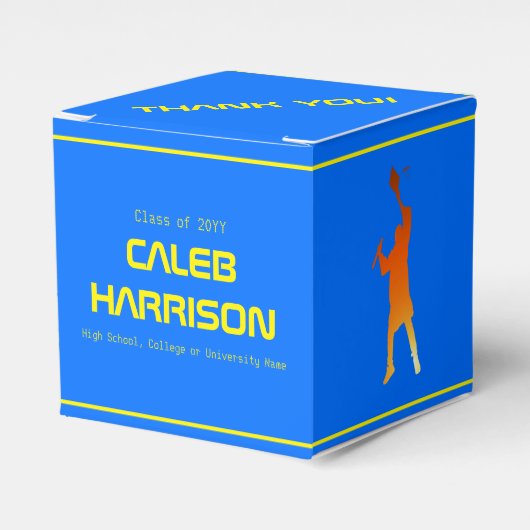 Bold Blue Modern Tech Abschluss Geschenkschachtel (Vorderseite)