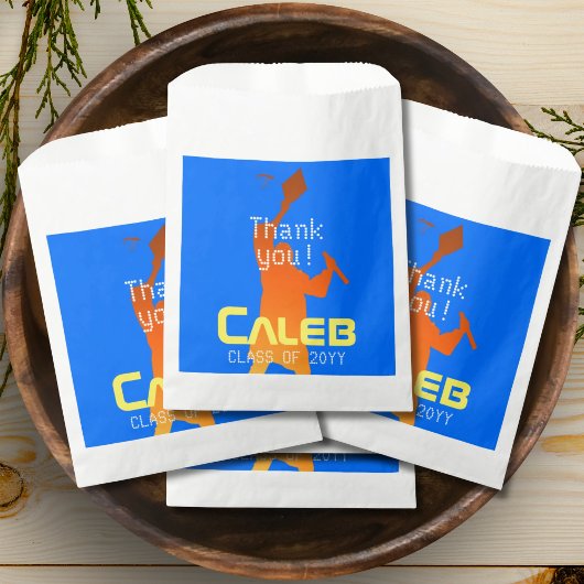 Bold Blue Modern Tech Abschluss Geschenktütchen