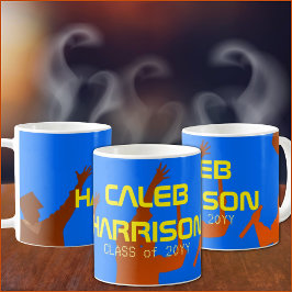 Bold Blue Modern Tech Abschluss Kaffeetasse