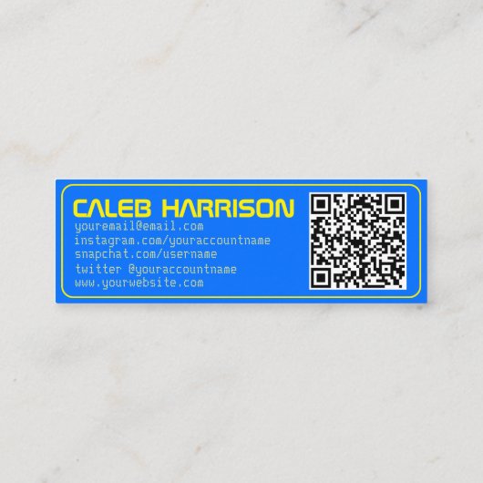 Bold Blue Modern Tech Abschluss Mini Visitenkarte (Rückseite)