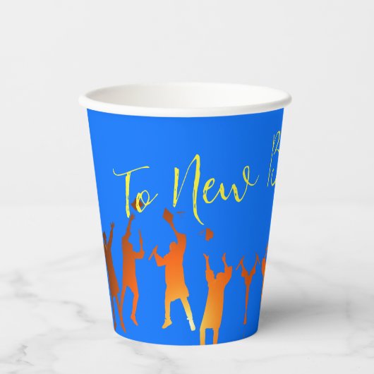 Bold Blue Modern Tech Abschluss Pappbecher (Vorderseite)