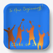 Bold Blue Modern Tech Abschluss Pappteller (Vorderseite)