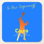 Bold Blue Modern Tech Abschluss Rechteckiger Pappuntersetzer (Vorderseite)